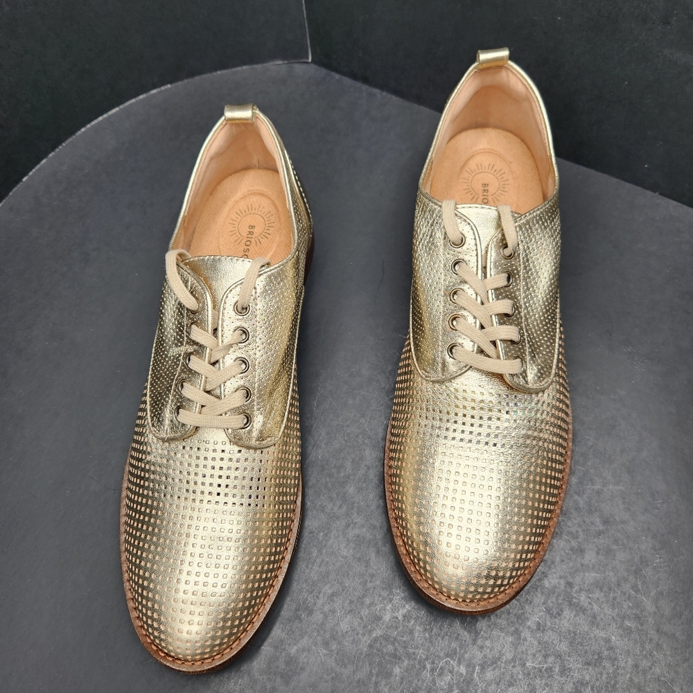 Brioso oxford shoes women's 8.5 golden leather Fixby perforated metallic new$120